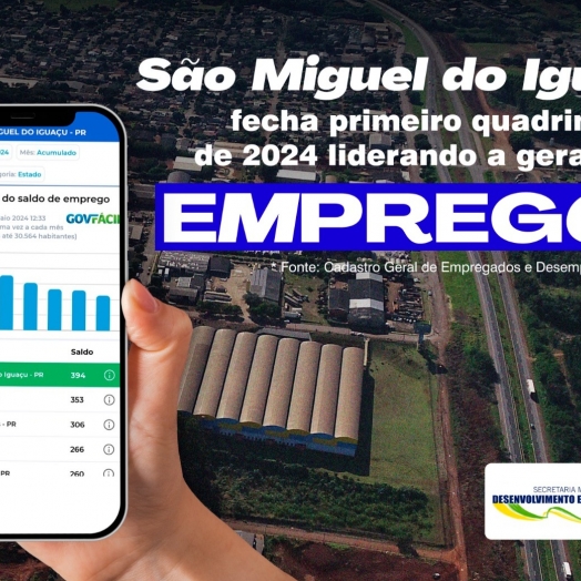 São Miguel do Iguaçu fecha primeiro quadrimestre liderando a geração de empregos