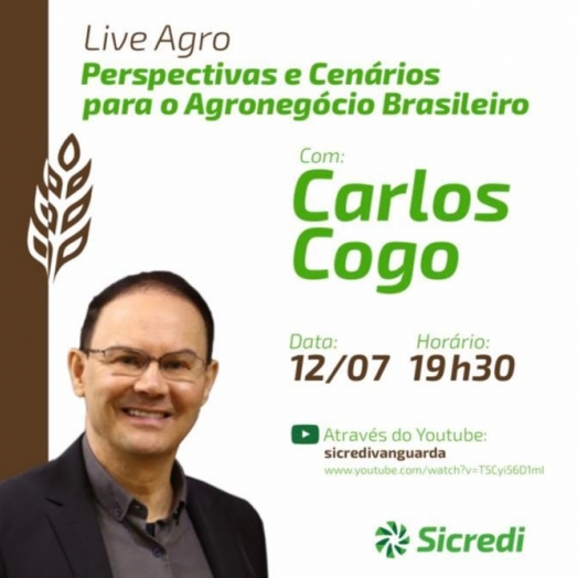 Sicredi Vanguarda realiza live voltado ao agronegócio Evento traz a visão do especialista Carlos Cogo sobre perspectivas e cenários futuros