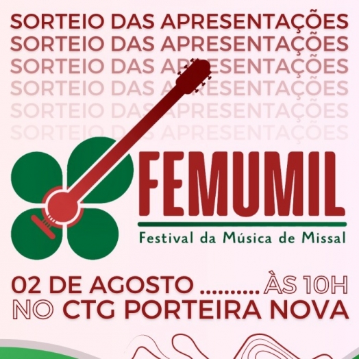 Sorteio para ordem das apresentações do Festival de Música de Missal será nesta quarta-feira