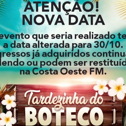 Tardezinha do Boteco é transferida para 30 de outubro em virtude do novo Decreto Estadual