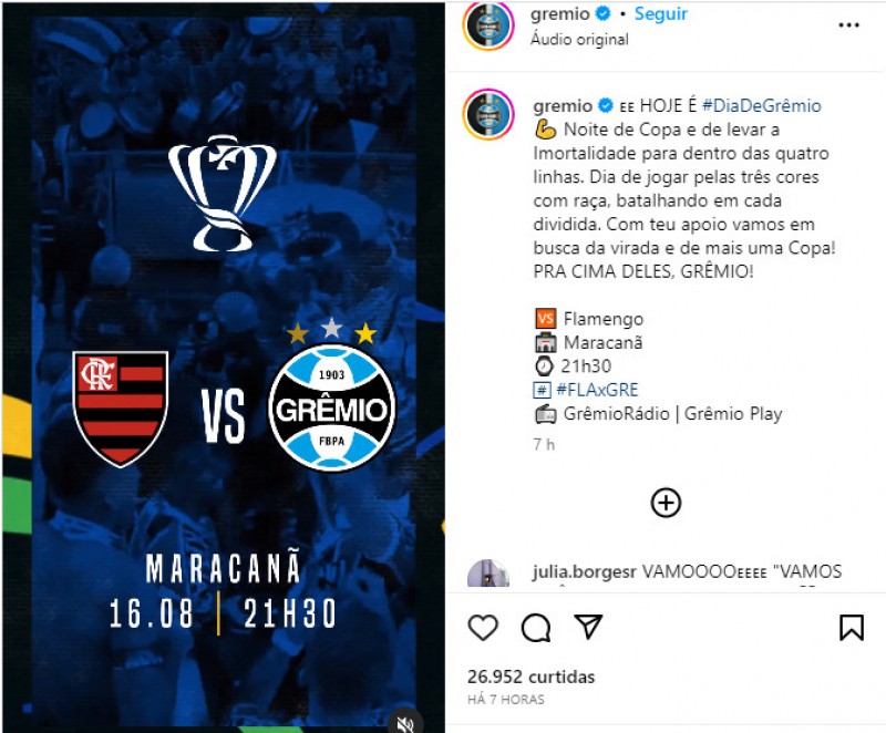 Flamengo enfrenta Grêmio por última vaga na final da Copa do Brasil